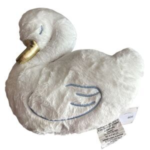 Nwt White and Gold Plush Swan Bird Accent Pillow